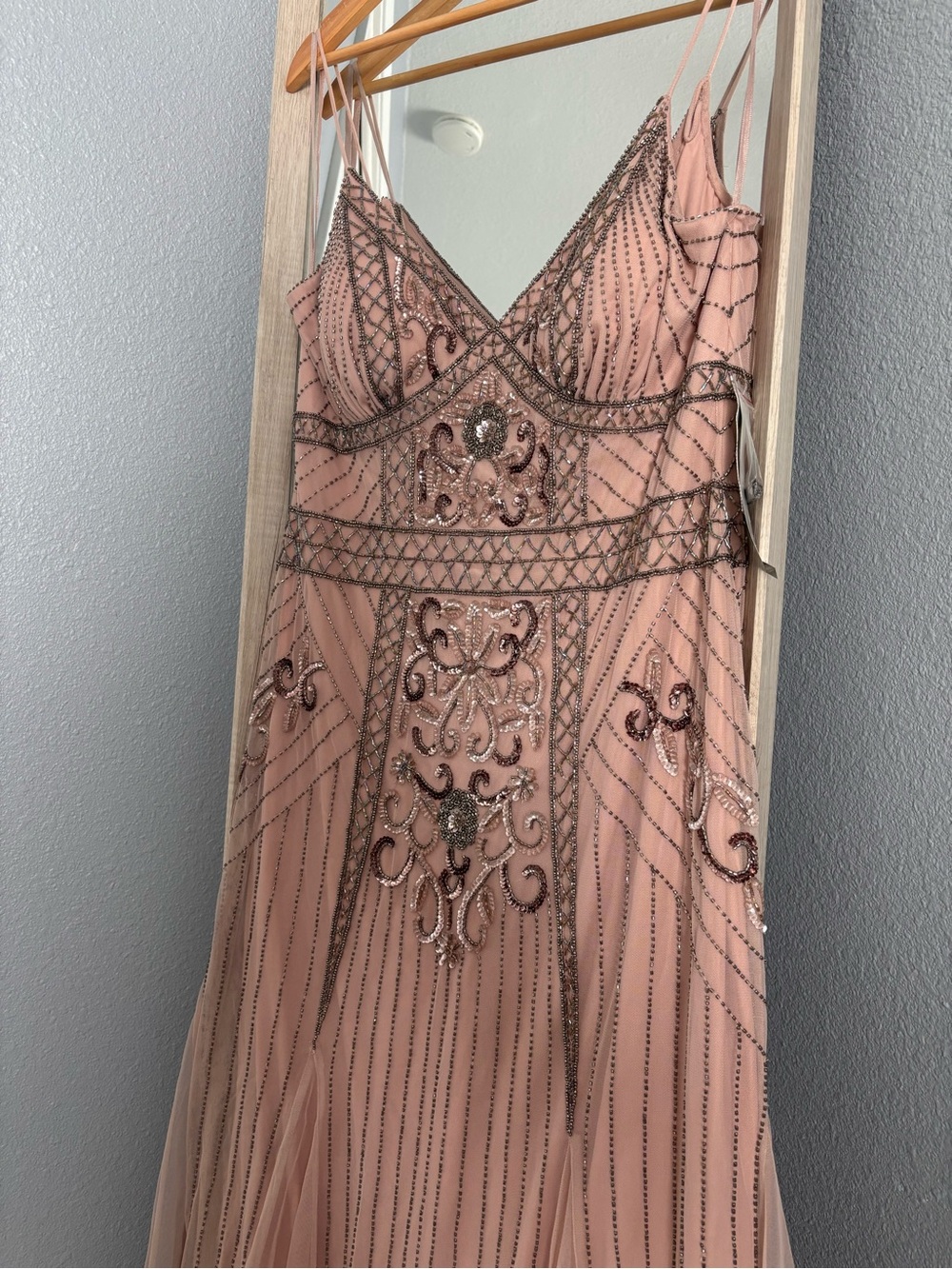Macy's Blush Pink Beaded Embellished Maxi Dress - Picture 5 of 10